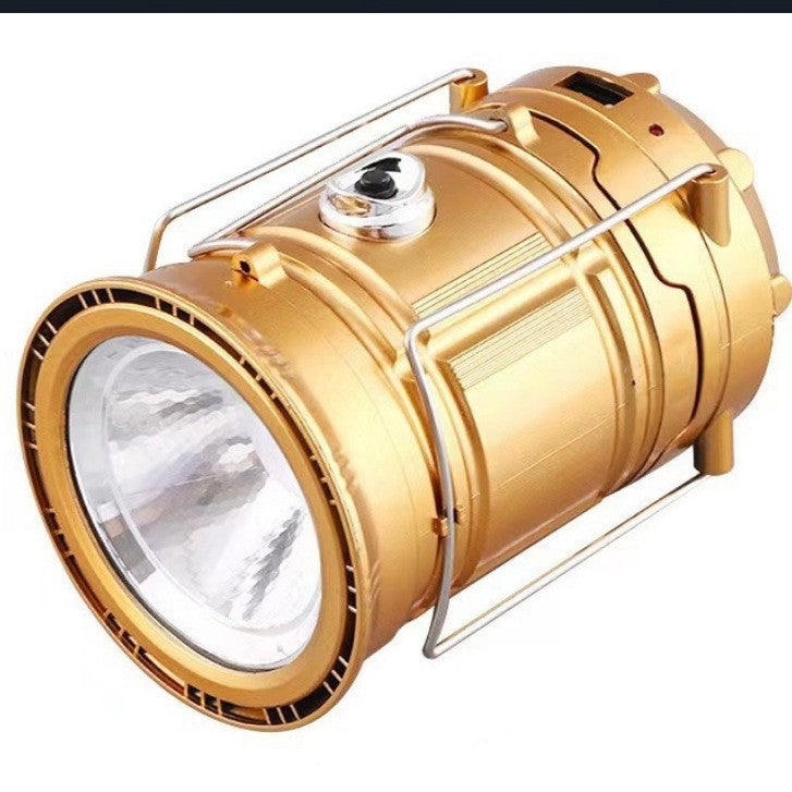 Outdoor Button Retractable Lantern Solar Retro Camping Light Rechargeable LED Multifunctional Camping Tent Light