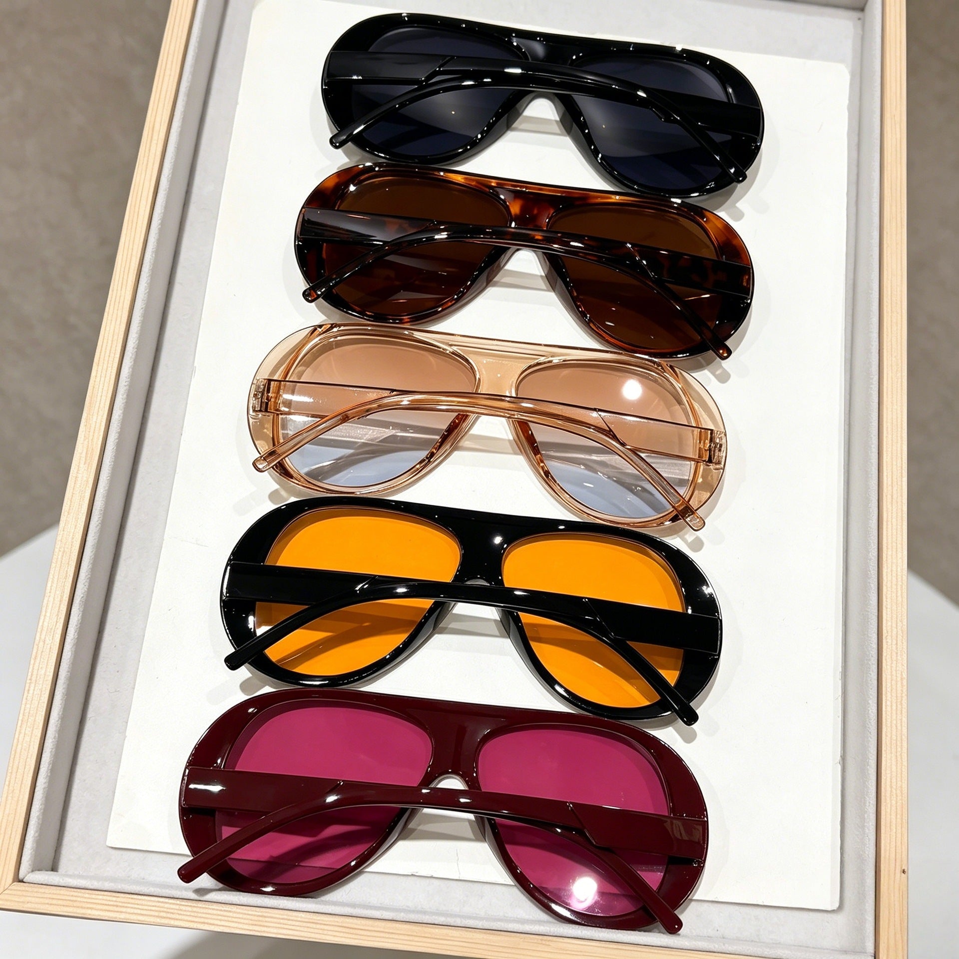 5 Pairs of Large Frame Pilot Sunglasses Women's High-Grade Set Y2g Fashion Sunglasses UV-Proof Sunglasses
