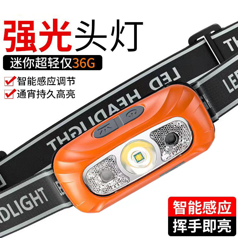 Strong Light Headlight Charging Super Bright Head-Mounted Lighting Lamp Super Long Endurance Induction Outdoor Night Fishing Household Flashlight