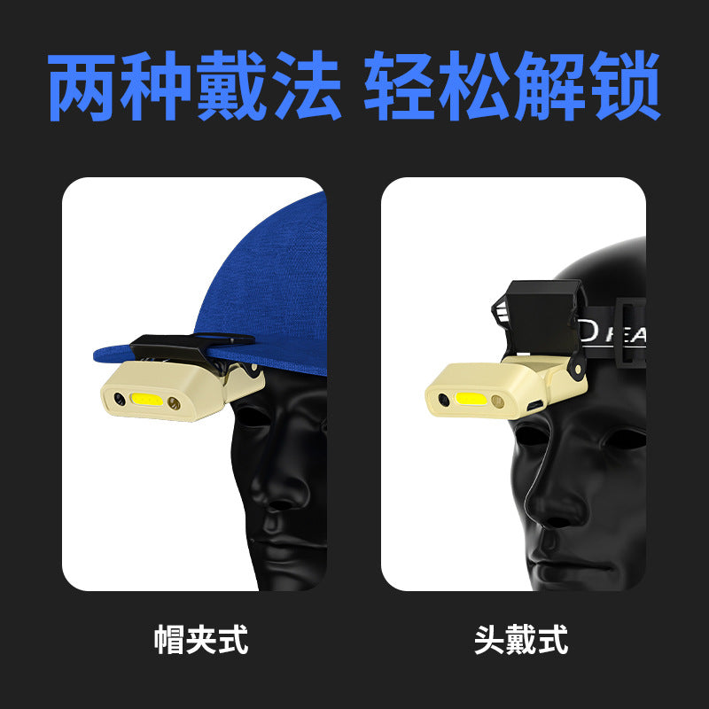 Leopard Outdoor Induction Headlamp Strong Light Head-Mounted Fishing Special Headlamp Cap Clip Light Night Fishing Floodlight Hat Brim Light