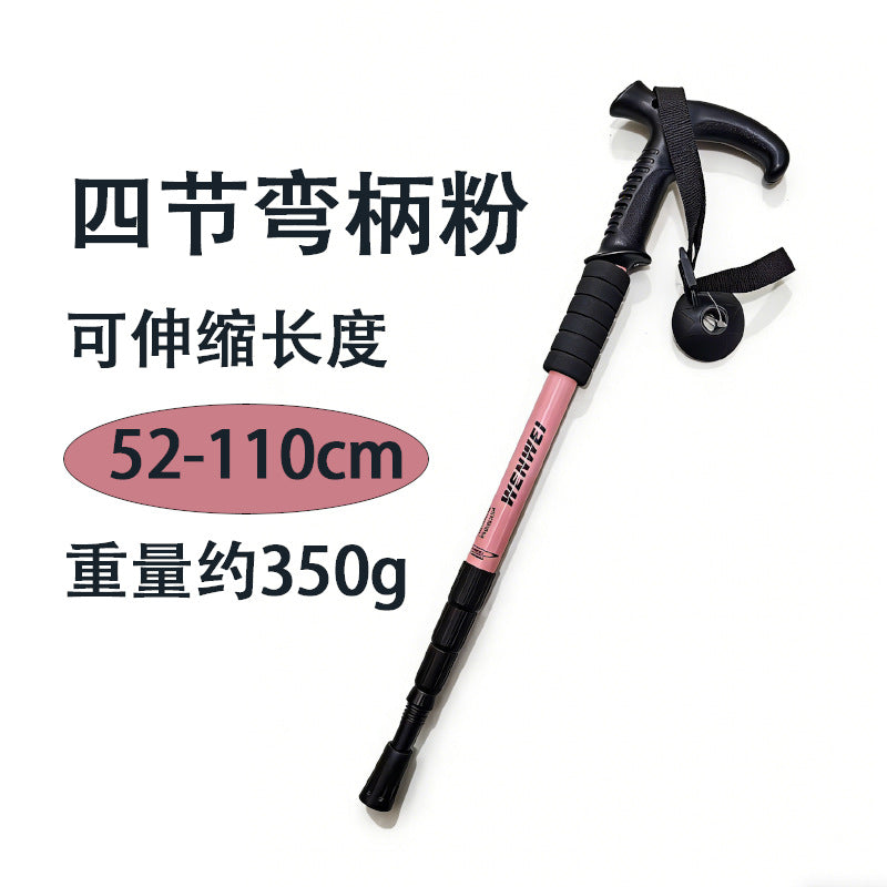 Steel Climbing Stick Walking Stick Telescopic Folding Outdoor Walking Stick Climbing Equipment Non-Slip Factory Direct Batch Elderly Anti-Fall