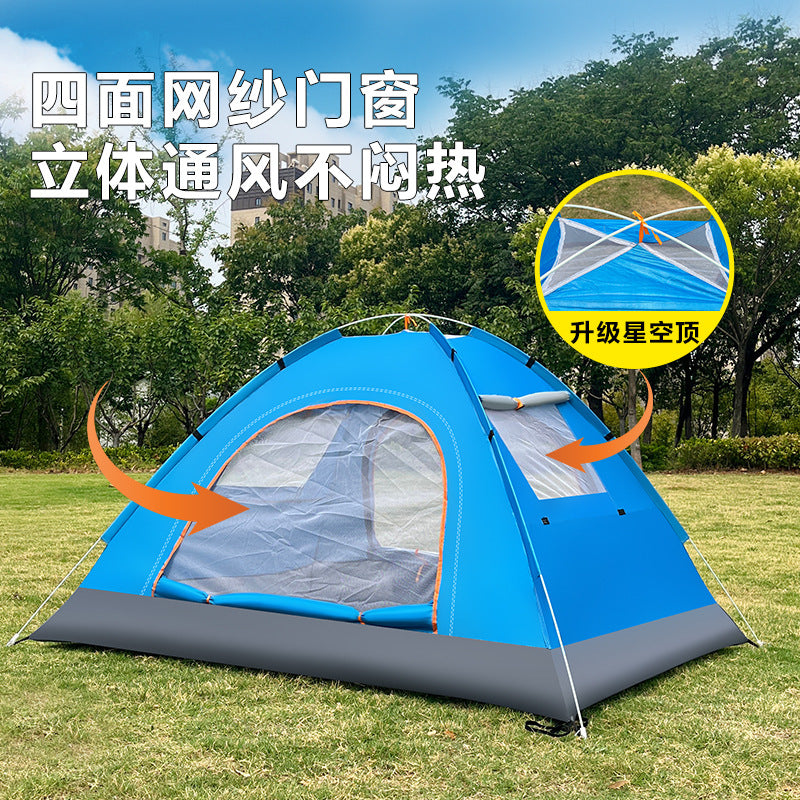 Cross-Border Tent Outdoor Camping 2-3 People Automatic Throwing Tent Camping Riding Beach Sunshade Portable Double Window Hand Throwing Tent