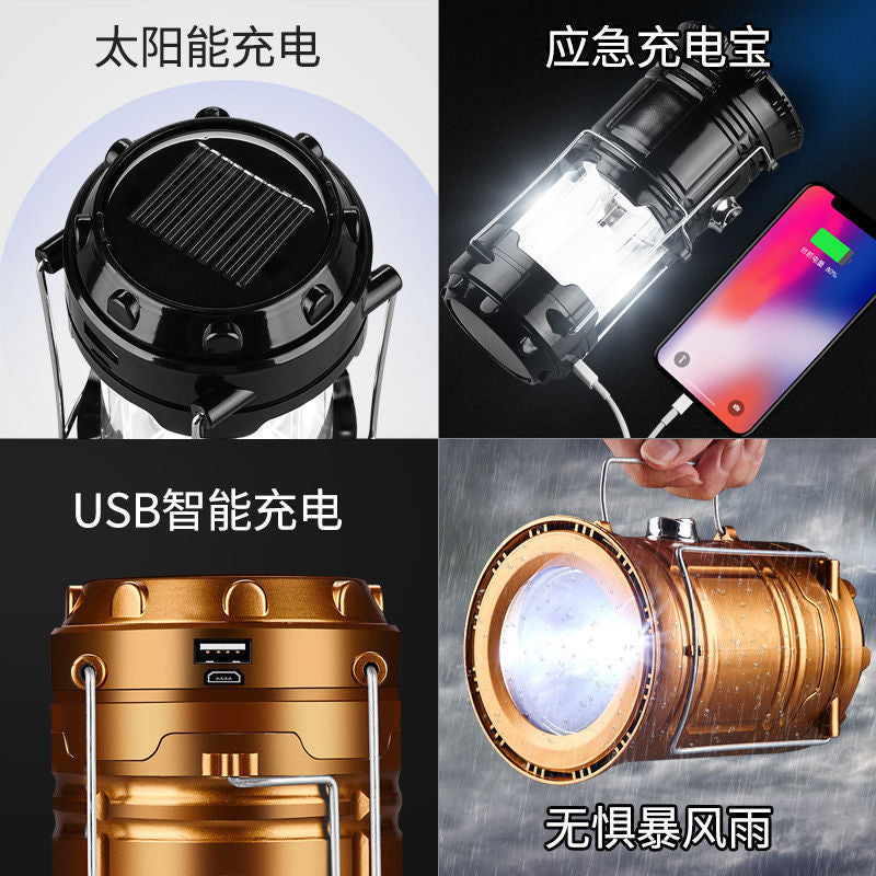 Outdoor Lantern 5800 Camping Lamp Solar Rechargeable LED Camping Tent Multi-Function Portable Stretching Lamp