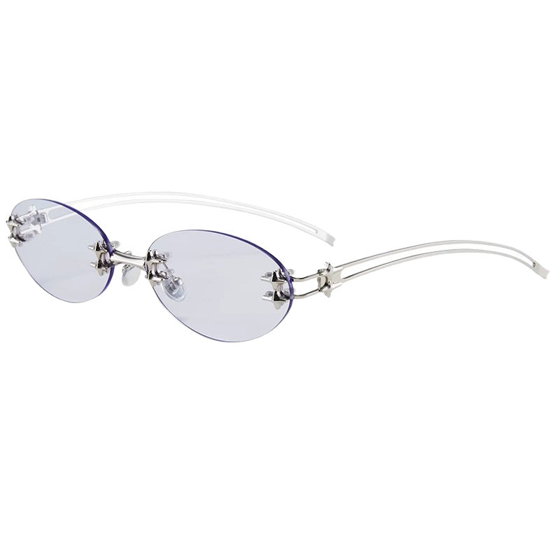 Jennie Frameless Nerd Water Silver Sunglasses Women's Fashionable Concave Style Hot Girl Summer Sunglasses Cool
