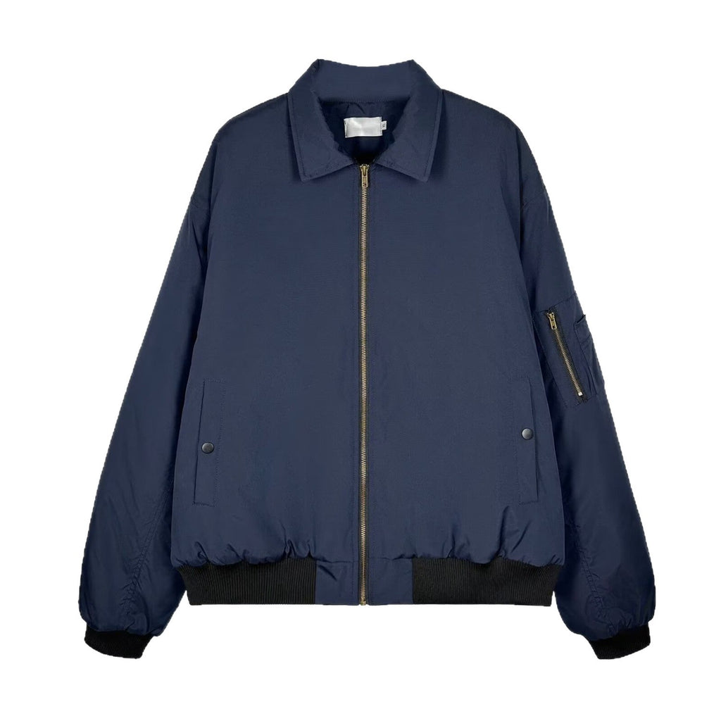 American Jacket Men's Spring and Autumn Lapel Baseball Uniform Navy Blue Pilot Jacket Men's Jacket