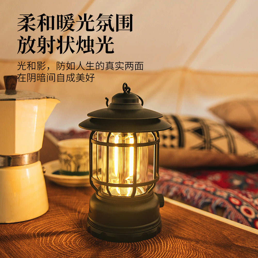 Tiktok Hot Camping Lamp Atmosphere Lamp Flame Camping Lamp Tent Retro Lantern Outdoor Charging Portable Lamp Gift
