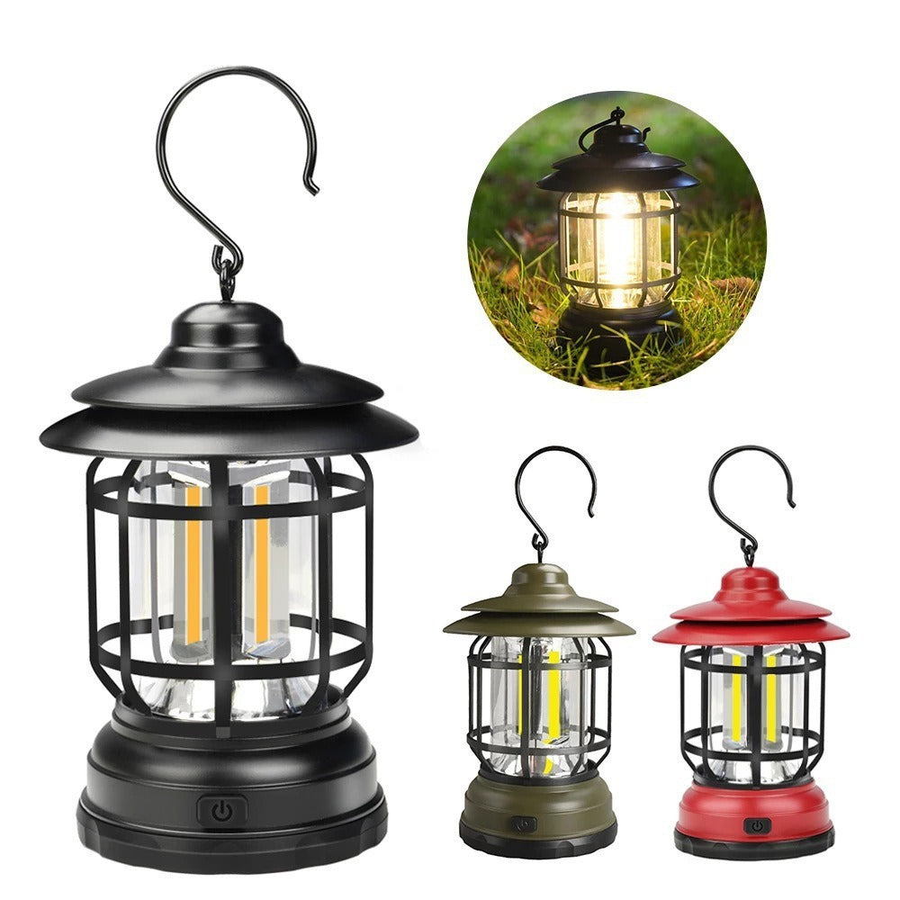 Tiktok Camping Lamp Retro Portable Atmosphere Tent Lamp Outdoor Camping Waterproof Rechargeable Lantern Portable Portable Lamp