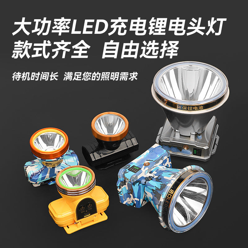 Outdoor Strong Light Head-Mounted Night Fishing Headlight Super Bright Outdoor Charging Waterproof Long Endurance Lithium Battery Induction Fishing Headlight