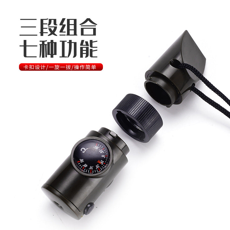 Outdoor Equipment 7-in-1 Multifunctional Whistle Survival Whistle Life-Saving Whistle Led Light Thermometer Compass 7-in-1