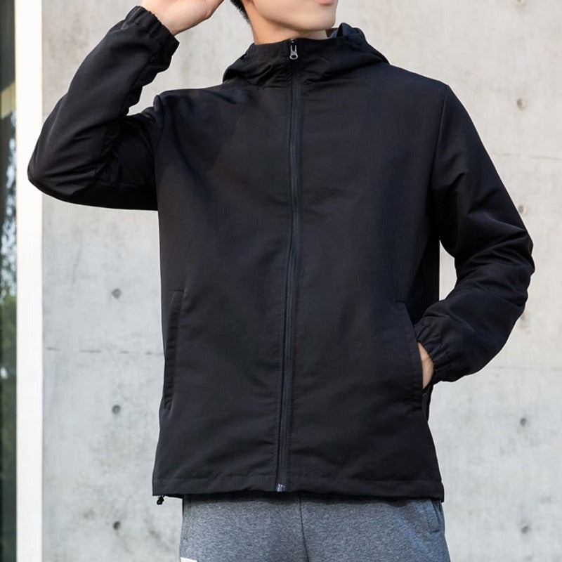 Sports Jacket Men's Spring and Autumn Hooded Jacket Korean Style Outdoor Casual Loose Large Size Jacket Couple Wear Windbreaker Fashion