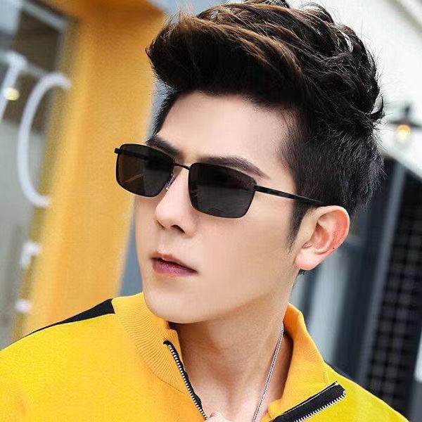 New Metal Square Frame Men's Sunglasses UV Protection Driving Fishing Sunglasses Color Changing Polarized Glasses Driving