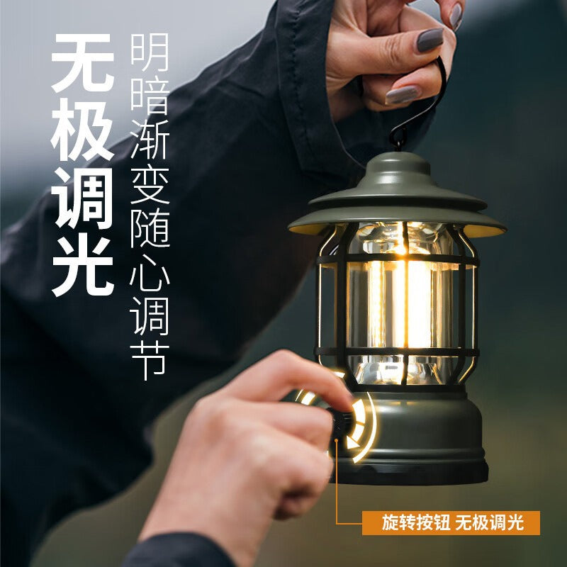 Tiktok Camping Lamp Retro Portable Atmosphere Tent Lamp Outdoor Camping Waterproof Rechargeable Lantern Portable Portable Lamp