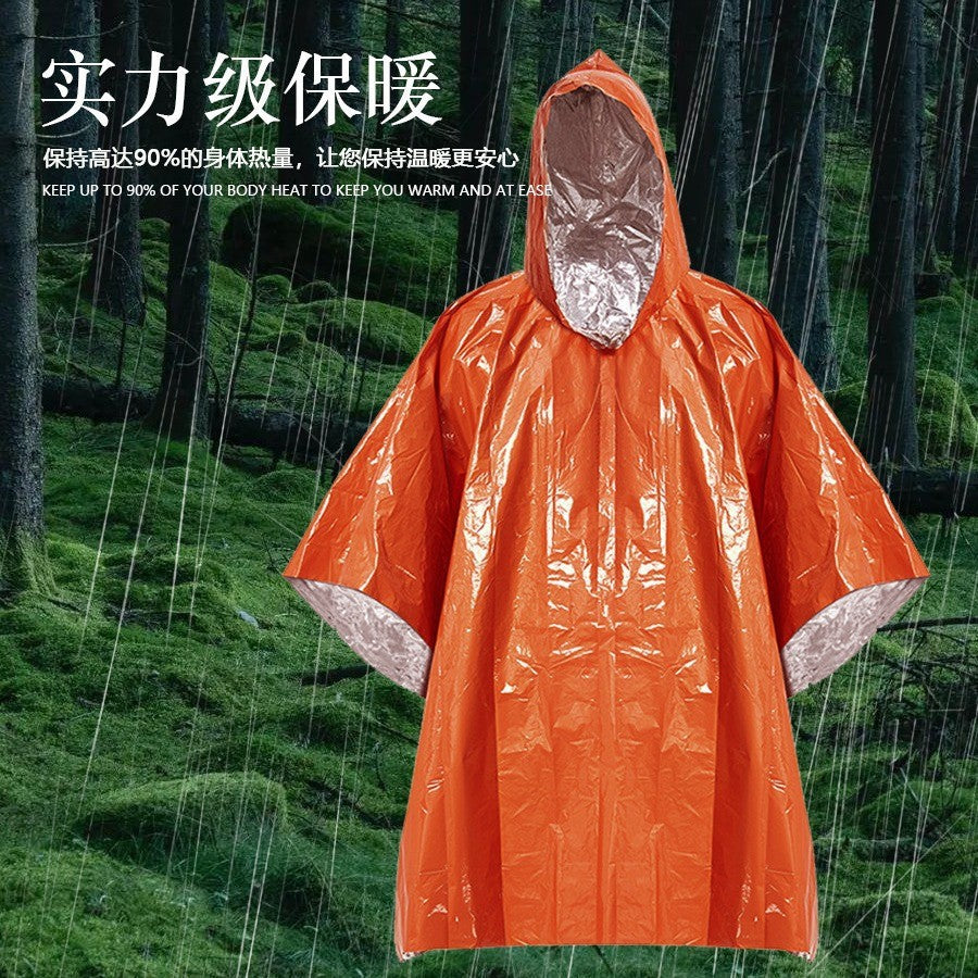 Boxihe Outdoor Emergency Blanket Raincoat Camping Emergency Cold-Proof Thermal Insulation Outdoor Survival Windproof Life-Saving Poncho Equipment