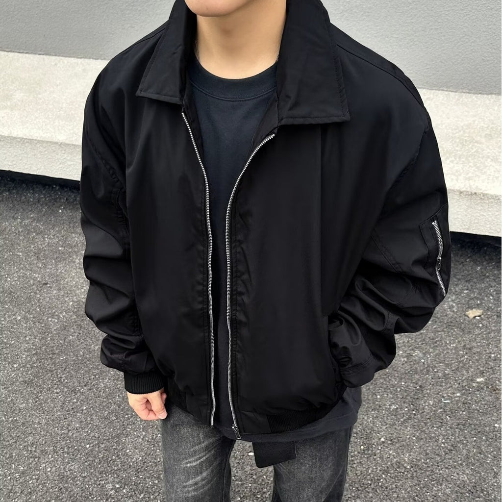 American Jacket Men's Spring and Autumn Lapel Baseball Uniform Navy Blue Pilot Jacket Men's Jacket