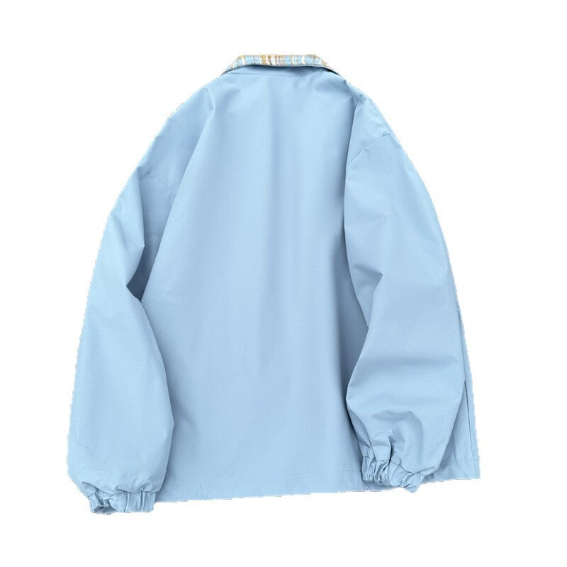 American-Style Fake Two-Piece Jacket Trendy Brand Cardigan Jacket Men's Autumn Retro Couple Jacket Sports Trendy Jacket