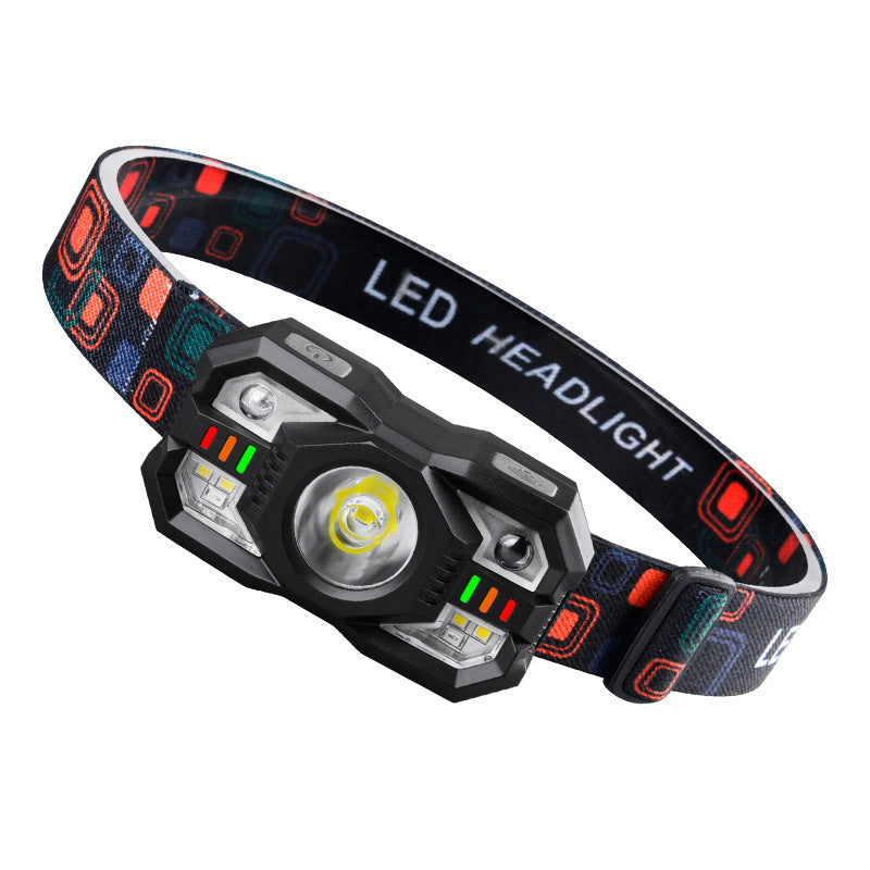 Hot-Selling Strong Light Headlamp Intelligent Induction Multi-Function Outdoor Night Fishing Long-Range Portable Rechargeable Working Miner Lamp