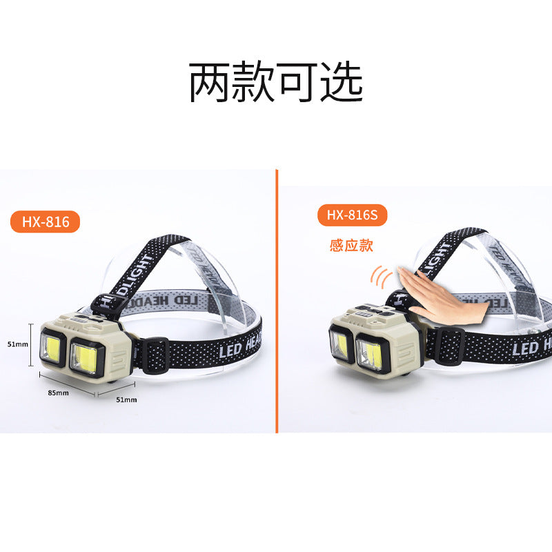 Amazon Rechargeable LED Headlamp Strong Light Long Endurance Outdoor Lamp Waterproof Head-Mounted Induction Fishing Headlamp Wholesale