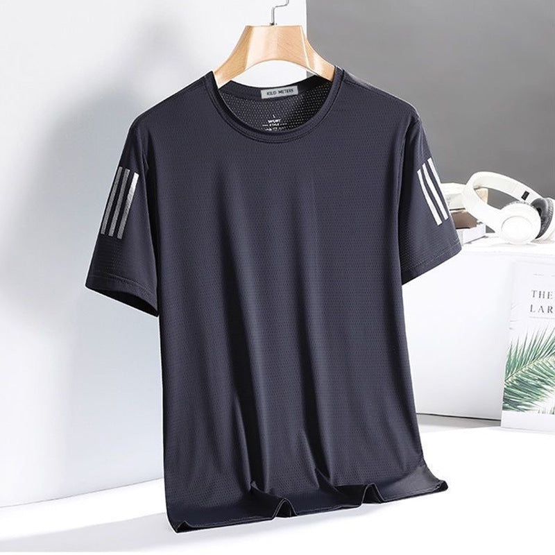 Quick-Drying Clothes Breathable Short Sleeve Thin Half Sleeve Top Men's Sports Summer Ice Silk T-shirt Men's Fashion Manufacturer Source round Neck