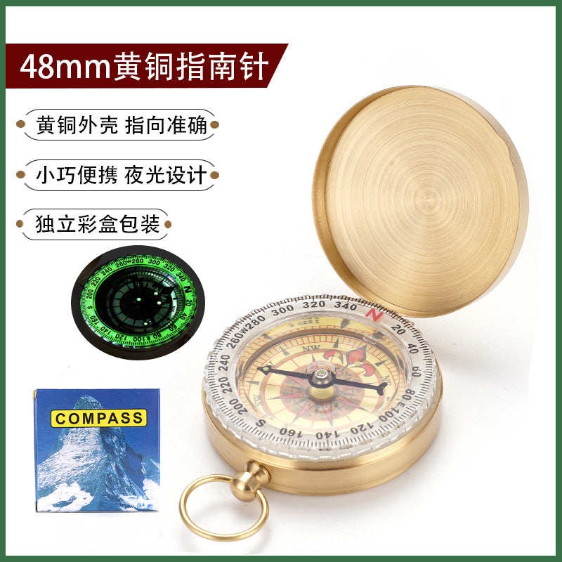 Pure Copper North Needle G50 Pocket Watch Flip Compass Outdoor Mountaineering Multifunctional Luminous Compass with Lid Wholesale