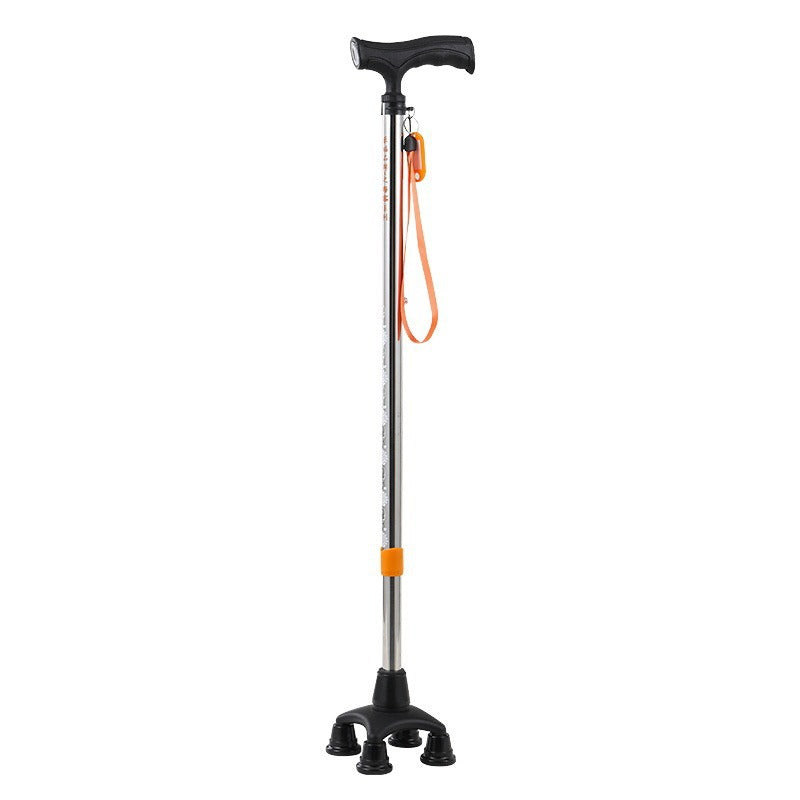 Lefu Stainless Steel Four-Leg Walking Stick for the Elderly Outdoor Climbing Stick Non-Slip Retractable Walking Stick for the Elderly Lightweight Non-Slip Walking Stick