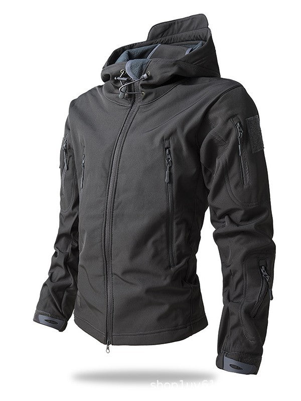 Outdoor Soft Shell Fleece Men's and Women's Autumn and Winter Windproof Waterproof Breathable Warm Three-in-One Coat Shark Leather Jacket Jacket
