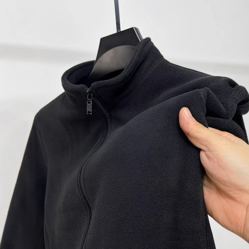 High-End Polar Fleece Sweater Men's Autumn and Winter Inner Fleece Jacket Jacket Liner Double-Sided Fleece-Lined Thermal Jacket