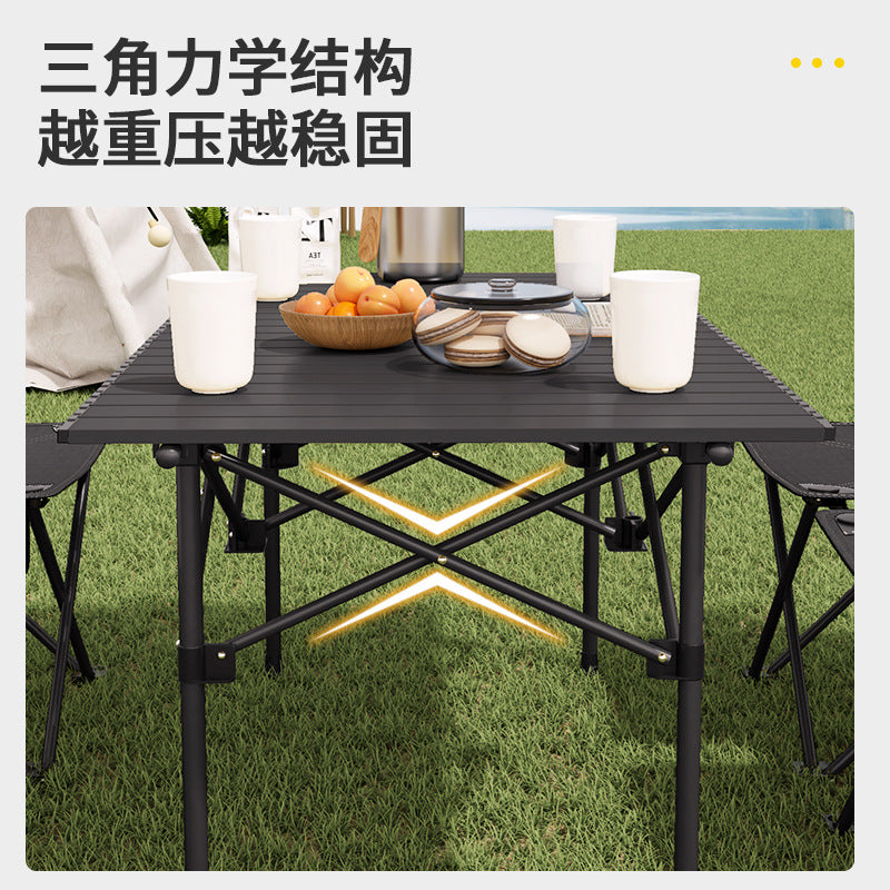 Explorer Folding Camping Table and Chair Outdoor Egg Roll Table Picnic Table Portable Table and Chair Integrated Full Set of Equipment
