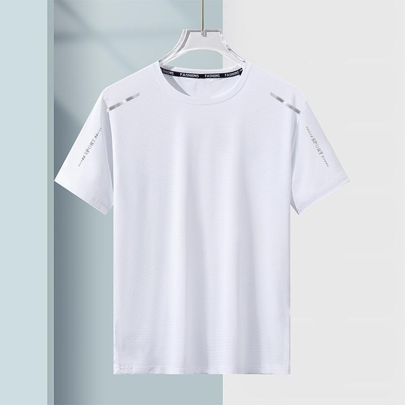 Summer Quick-Drying T-shirt Men's Half Sleeve Loose Cool Breathable Fitness Running Large Size Stretch Quick-Drying Clothes Sports Short Sleeve