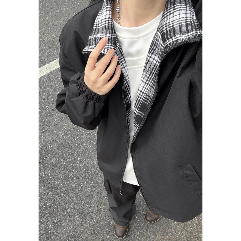 American-Style Fake Two-Piece Jacket Trendy Brand Cardigan Jacket Men's Autumn Retro Couple Jacket Sports Trendy Jacket