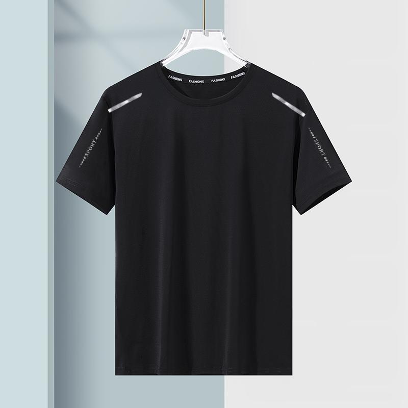 Summer Quick-Drying T-shirt Men's Half Sleeve Loose Cool Breathable Fitness Running Large Size Stretch Quick-Drying Clothes Sports Short Sleeve