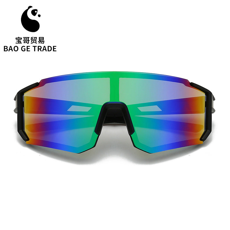 European and American Mountaineering Large Frame One-Piece Lens Fashion Trendy Glasses Sports Skiing Riding Sunglasses Myopia Glasses Cross-Border