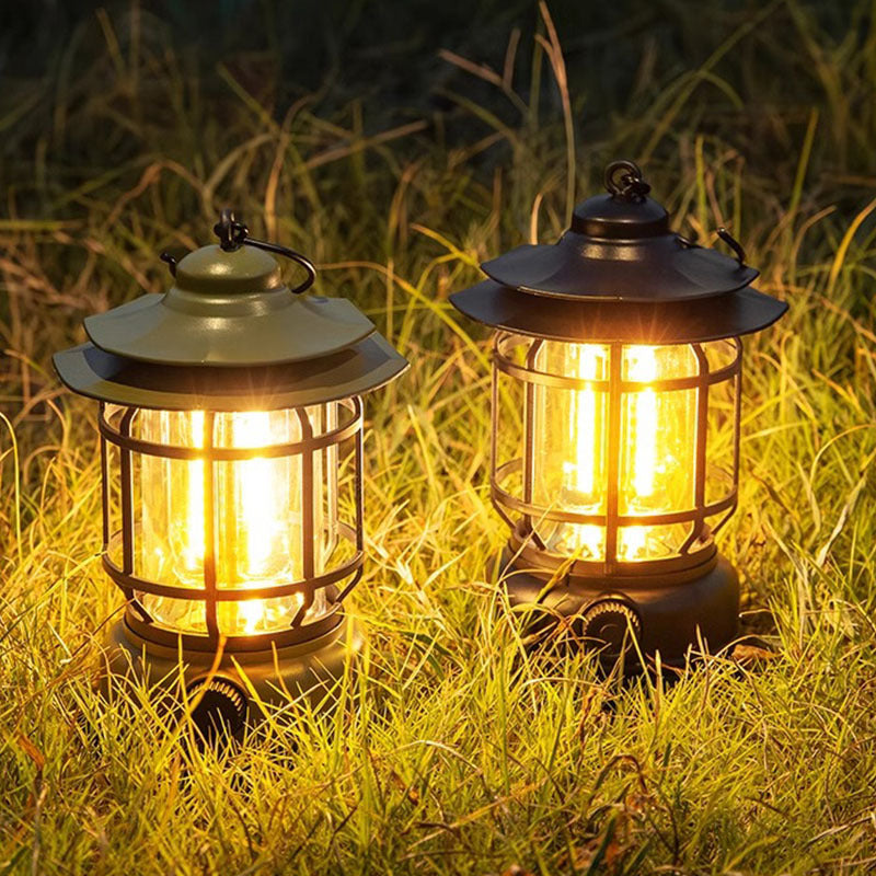 Tiktok Hot Camping Lamp Atmosphere Lamp Flame Camping Lamp Tent Retro Lantern Outdoor Charging Portable Lamp Gift