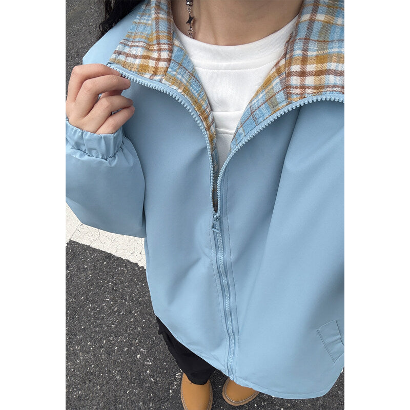 American-Style Fake Two-Piece Jacket Trendy Brand Cardigan Jacket Men's Autumn Retro Couple Jacket Sports Trendy Jacket