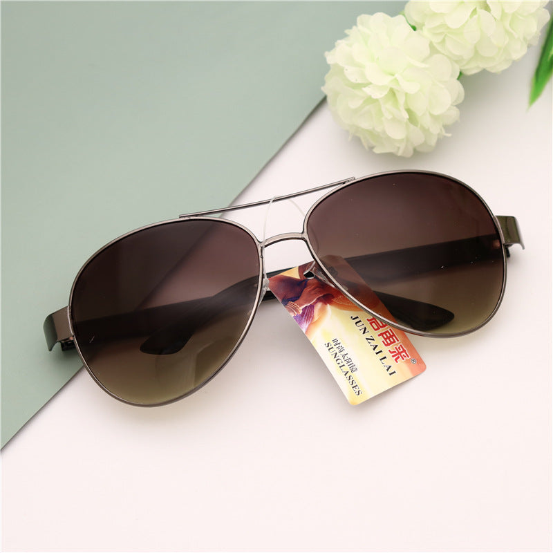 Junlai Sunglasses Men's Large Frame Frog Glasses Wholesale Glasses Sun-Proof Sunglasses Metal Frame Wide Leg Outdoor