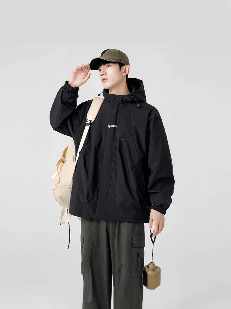 Popular Jacket Men's Loose Hooded Spring and Autumn American Casual Workwear Jacket Outdoor Mountaineering Sports Jacket