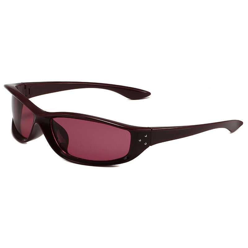 Korean Style Trendy Photography Rectangular Riding Sunglasses Millennium Style Y2g Retro Future Sunglasses Men and Women Concave Shape
