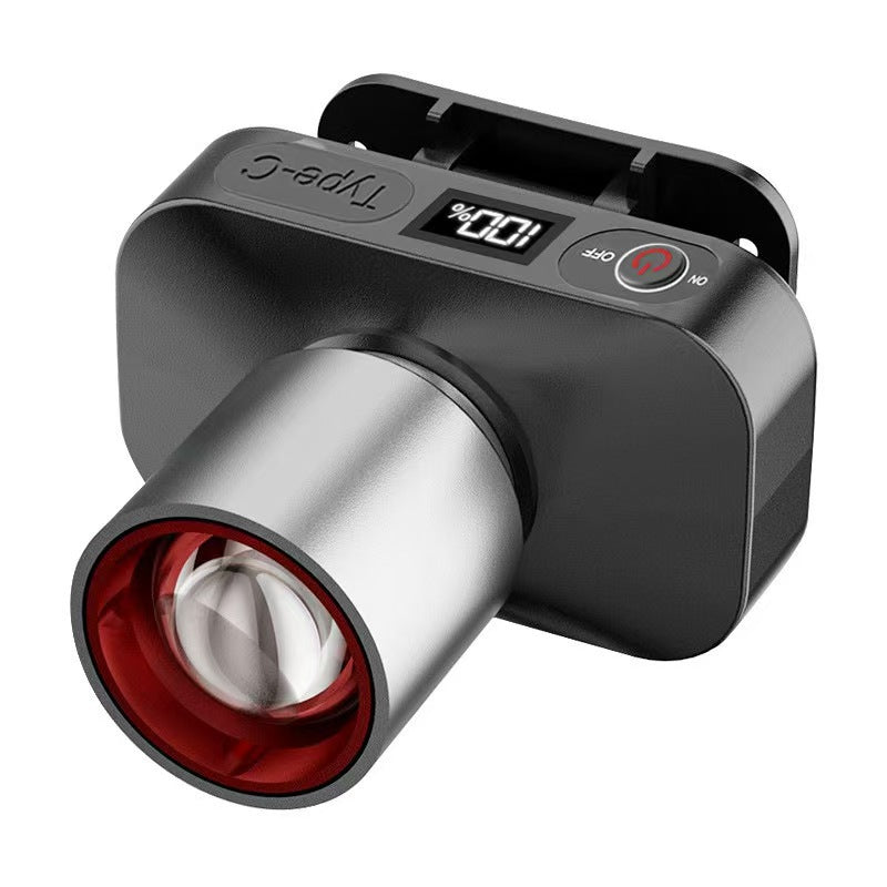 Cross-Border New White Laser Headlight Outdoor Camping Lighting Digital Display Telescopic Zoom Head-Mounted Waterproof Night Fishing Lamp