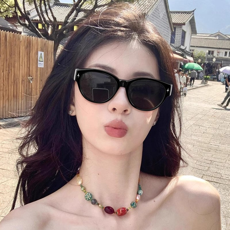 Cat Eye Sunglasses Can Cover Myopia Glasses Women's Square round Face Driving Clip Cover Polarized Sunglasses UV-Proof