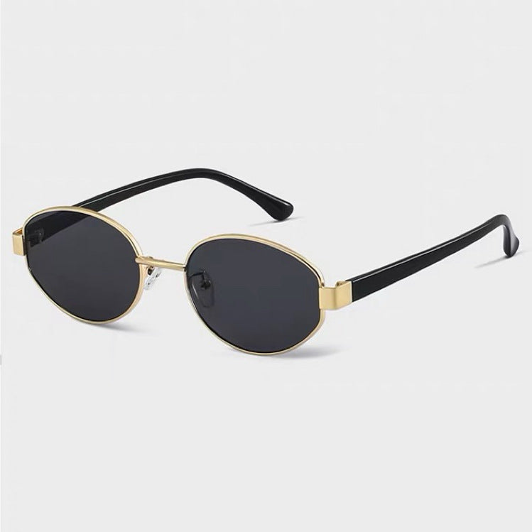 Hot Selling New European and American Retro Old Money Style Oval Frame High-Grade Sunglasses Travel Travel UV-Proof Sunglasses