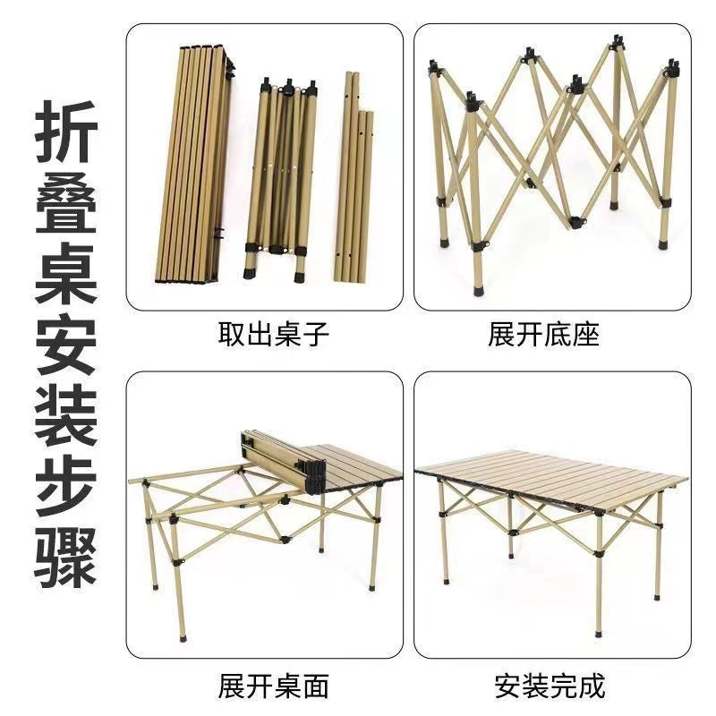 Strict Selection Wholesale Outdoor Folding Table Metal Egg Roll Table Portable Picnic Table Stall Table Camping Barbecue Self-Driving Tour