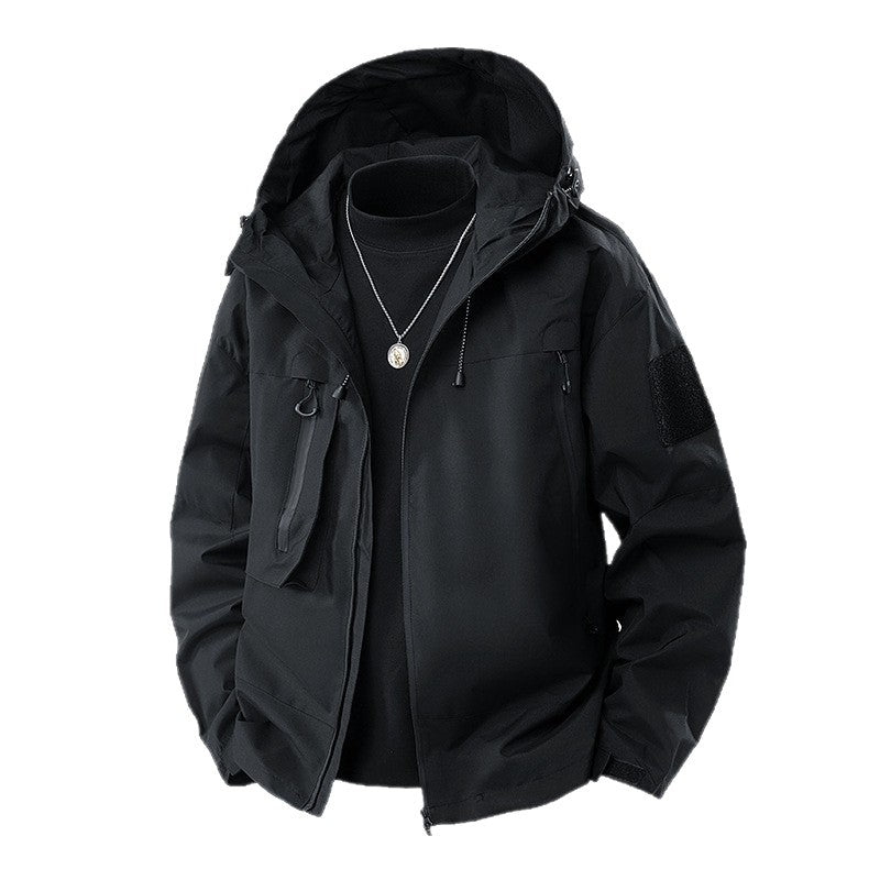 Clearance Jacket Men's 2025 Spring New Men's Korean-Style Slim-Fit Hooded Shoulder Stickers Outdoor Jacket Fashion