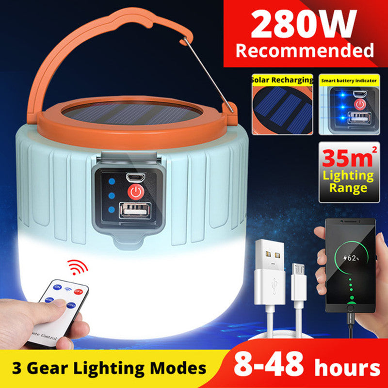 Cross-Border Outdoor Solar Tent Light USB Charging Camping Light Camping Light Power Failure Emergency Horse Light with Remote Control