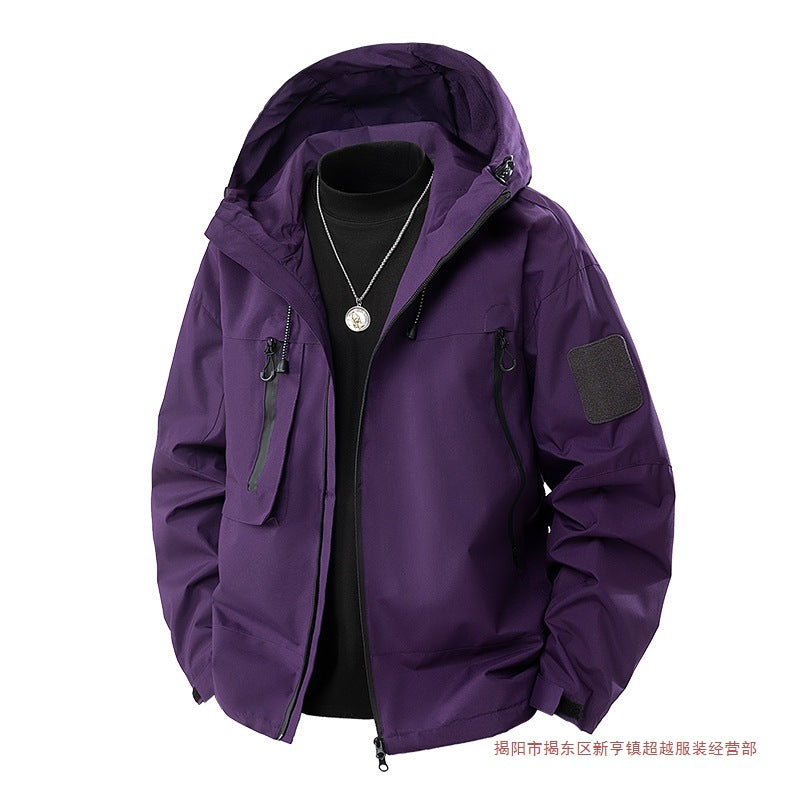 Clearance Jacket Men's 2025 Spring New Men's Korean-Style Slim-Fit Hooded Shoulder Stickers Outdoor Jacket Fashion