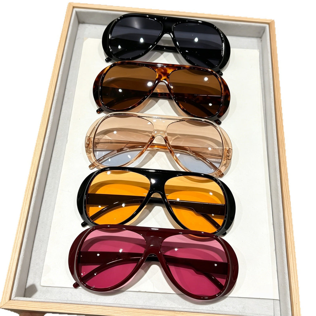 5 Pairs of Large Frame Pilot Sunglasses Women's High-Grade Set Y2g Fashion Sunglasses UV-Proof Sunglasses