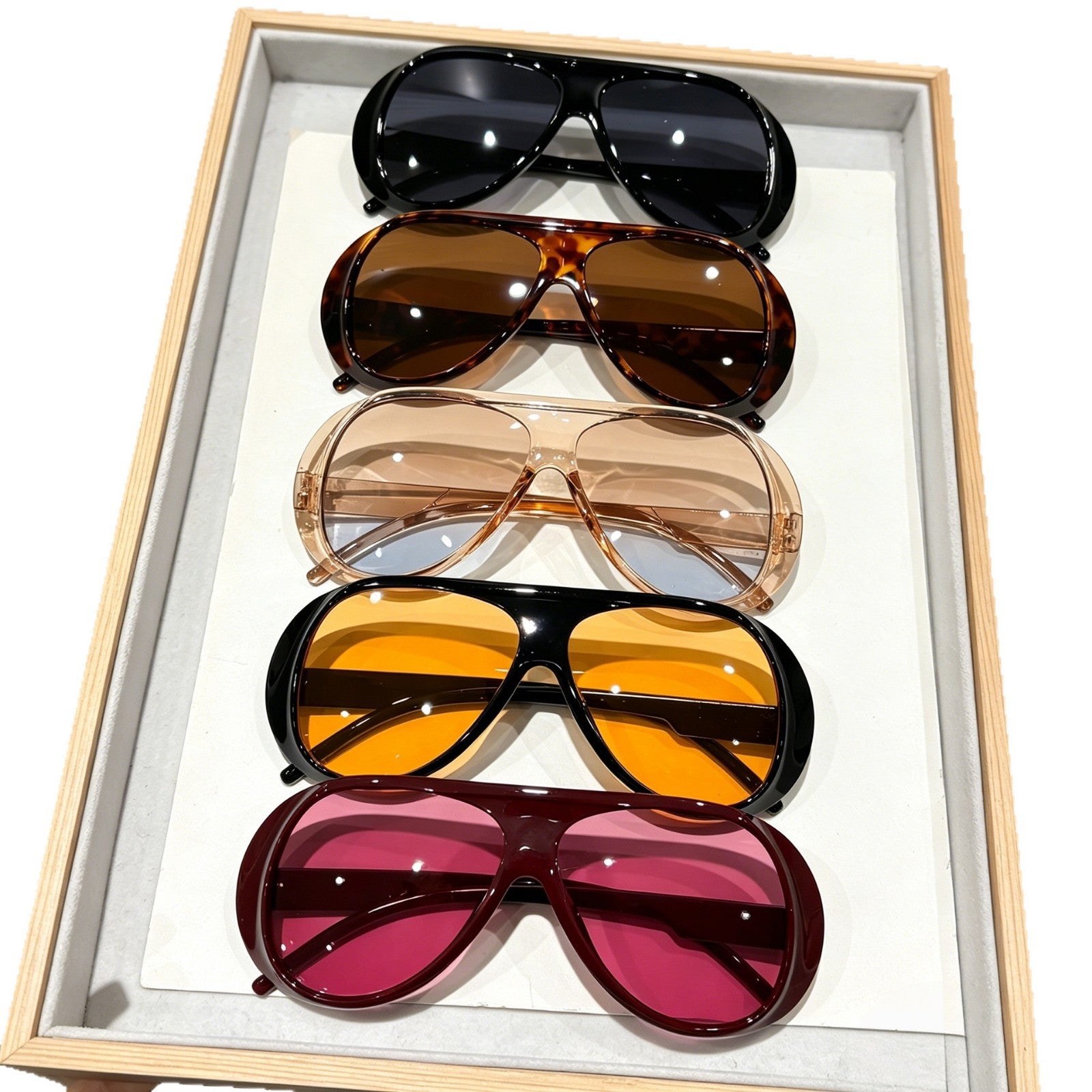 5 Pairs of Large Frame Pilot Sunglasses Women's High-Grade Set Y2g Fashion Sunglasses UV-Proof Sunglasses