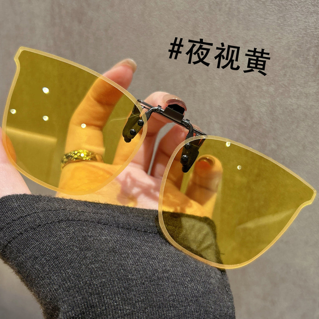 New Frameless Polarized Clip Sunglasses Men and Women Driving Anti-Glare Myopia Glasses Sunglasses Clip