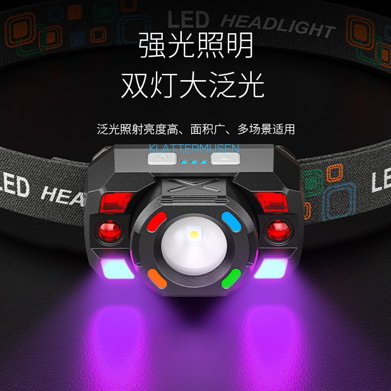 Smiling Shark New Outdoor Lighting Headlamp Telescopic Zoom Headlamp Poly Floodlight USB Rechargeable Lighting Wave