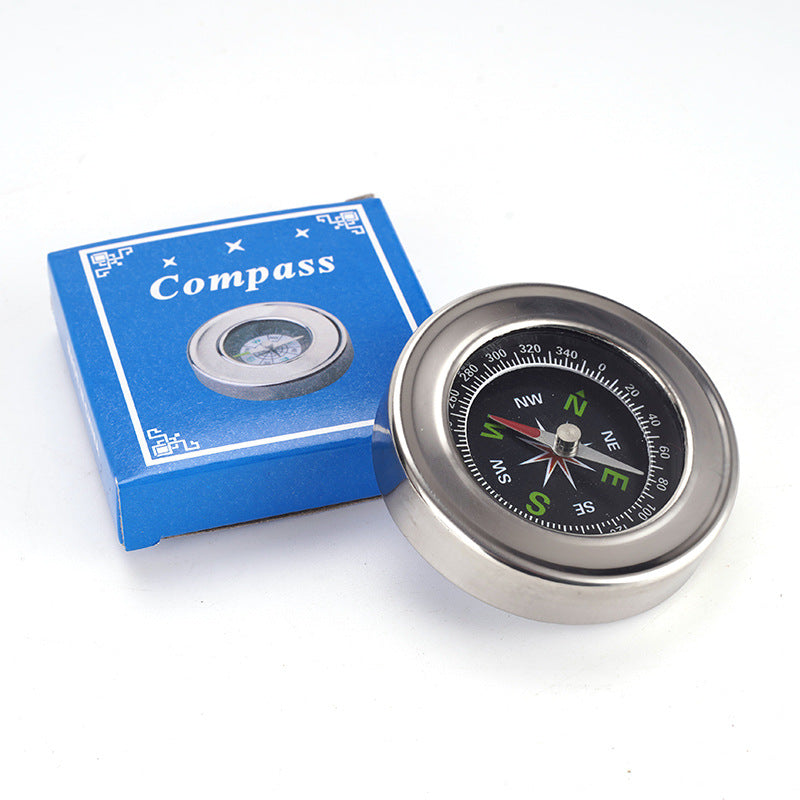 60mm Stainless Steel Chinese Compass English Compass Outdoor Equipment Teaching Supplies Factory Direct Gifts