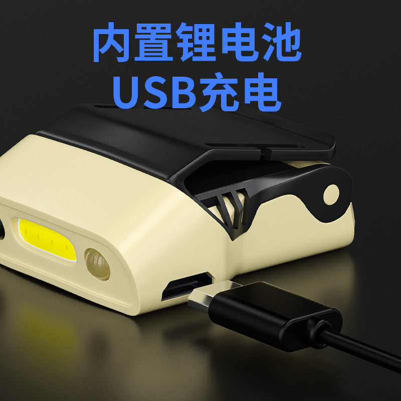 Leopard Outdoor Induction Headlamp Strong Light Head-Mounted Fishing Special Headlamp Cap Clip Light Night Fishing Floodlight Hat Brim Light