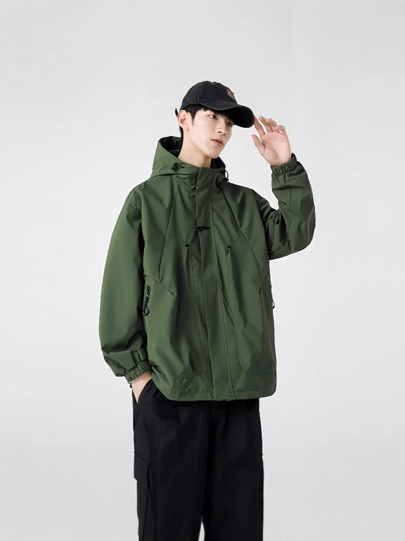 Popular Jacket Men's Loose Hooded Spring and Autumn American Casual Workwear Jacket Outdoor Mountaineering Sports Jacket